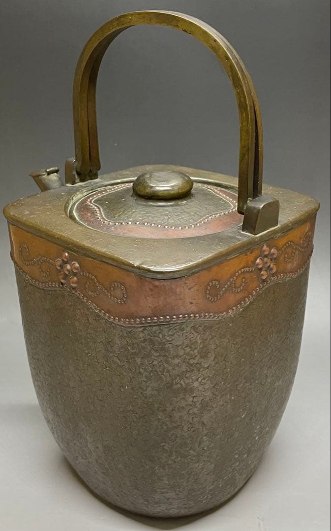 金工師　金屋五郎三郎　注水　薬缶　口蓋付　銅製　茶道具　N773