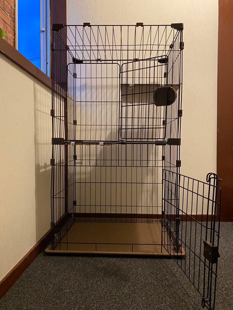 キャットケージ 2段構造 黒