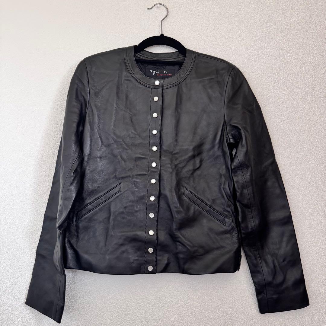 【新品未使用】アニエスベー　レザージャケット　黒　36