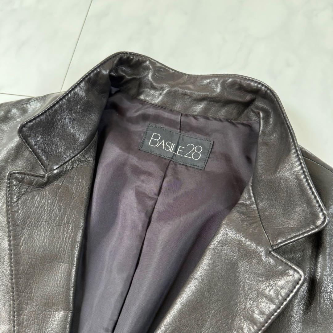 【バジーレベントット】レザージャケット・テーラード・羊革・柔らか本革◇黒・15号