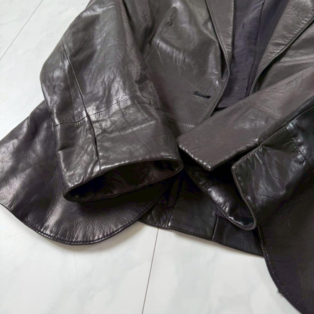 【バジーレベントット】レザージャケット・テーラード・羊革・柔らか本革◇黒・15号