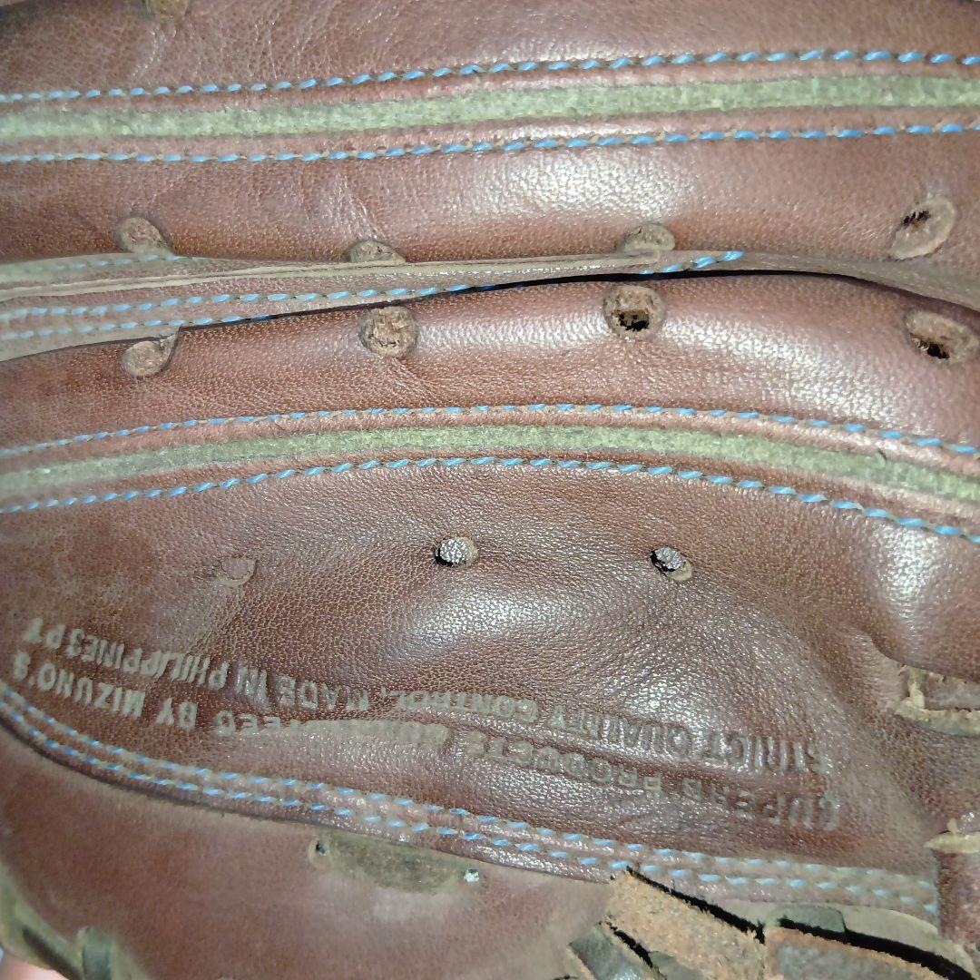 良品 ミズノ キャッチャーミット シリコンラベル ブルーラベル ブラウン　軟式用