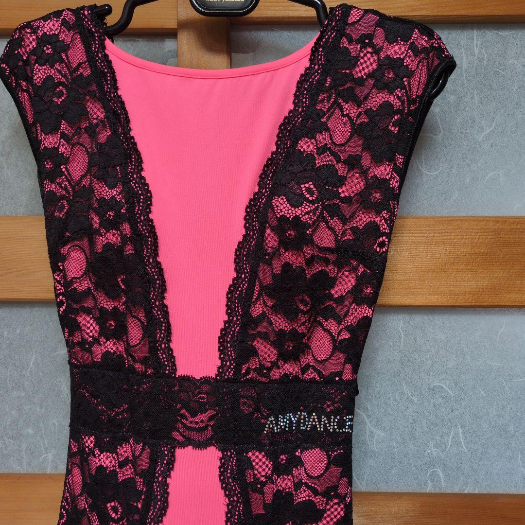 社交ダンス　ピンク黒レースドレス