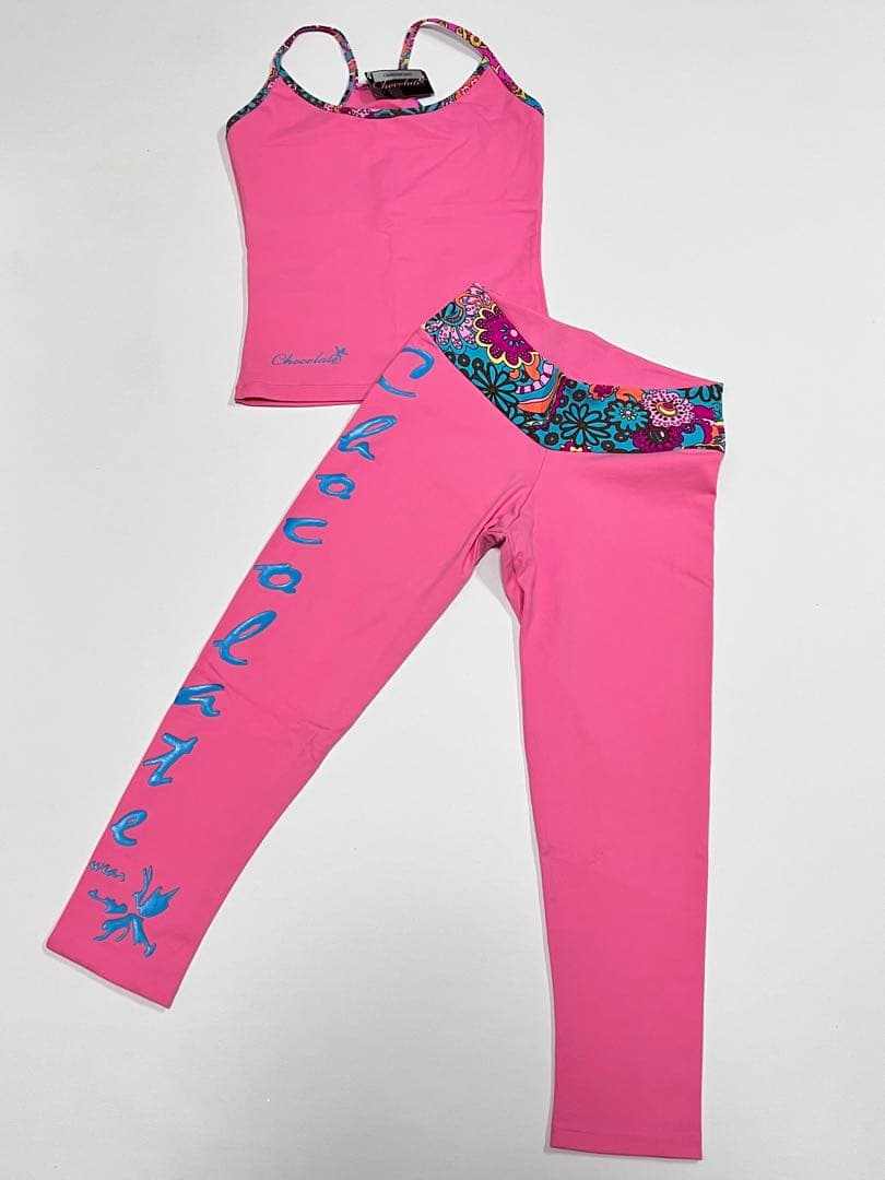 コットン100%のスパンデックスフィットネスレギンス付きトップセット