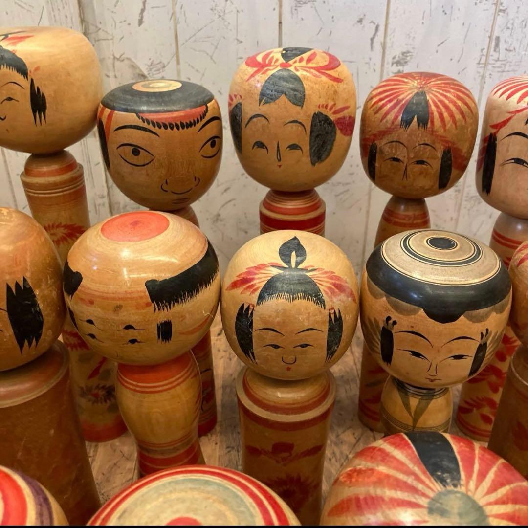 ②昭和レトロ 東北 伝統工芸 郷土玩具 創作 こけし 小芥子 16体 まとめ売り