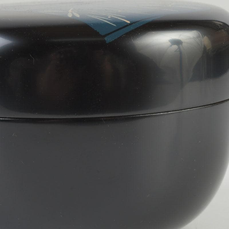 茶道具　加賀蒔絵師　岩倉利慶作　即中斎好写　誰袖蒔絵　平棗　共箱　V　9681