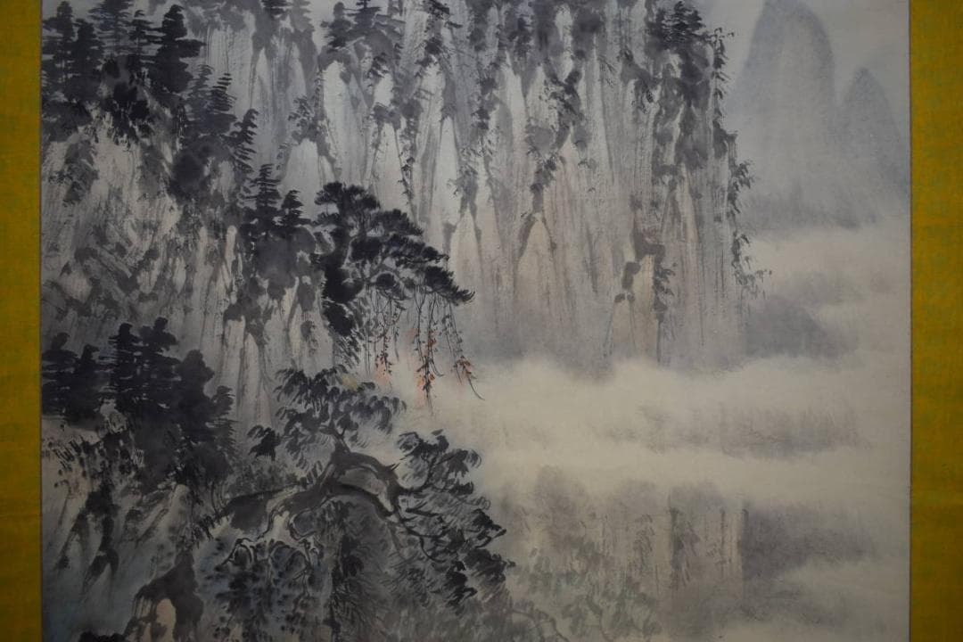 真作/雲山/山水弾琴画賛/大幅/布袋屋掛軸HF-938