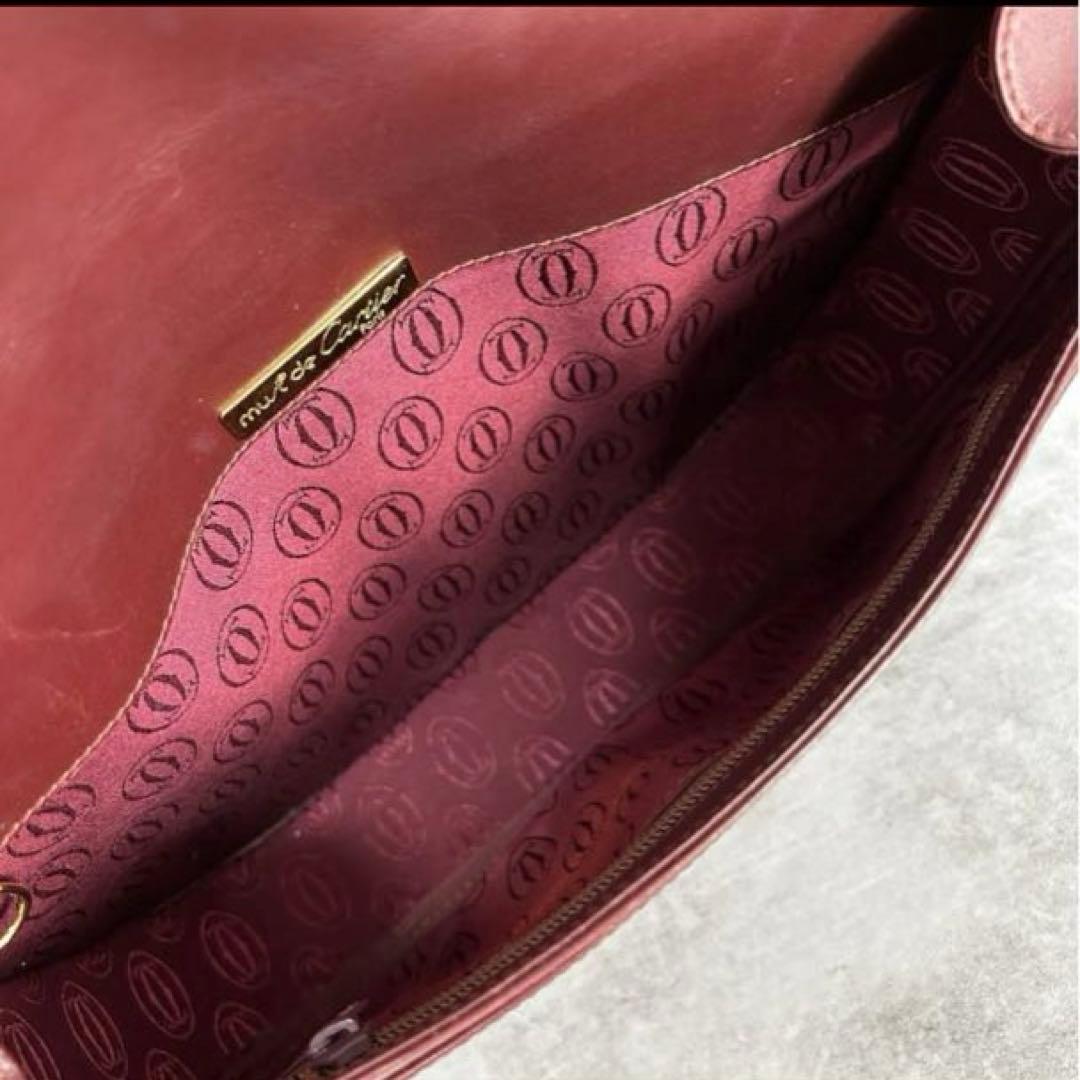 Cartier カルティエ　バーガンディ レザー ショルダーバッグ