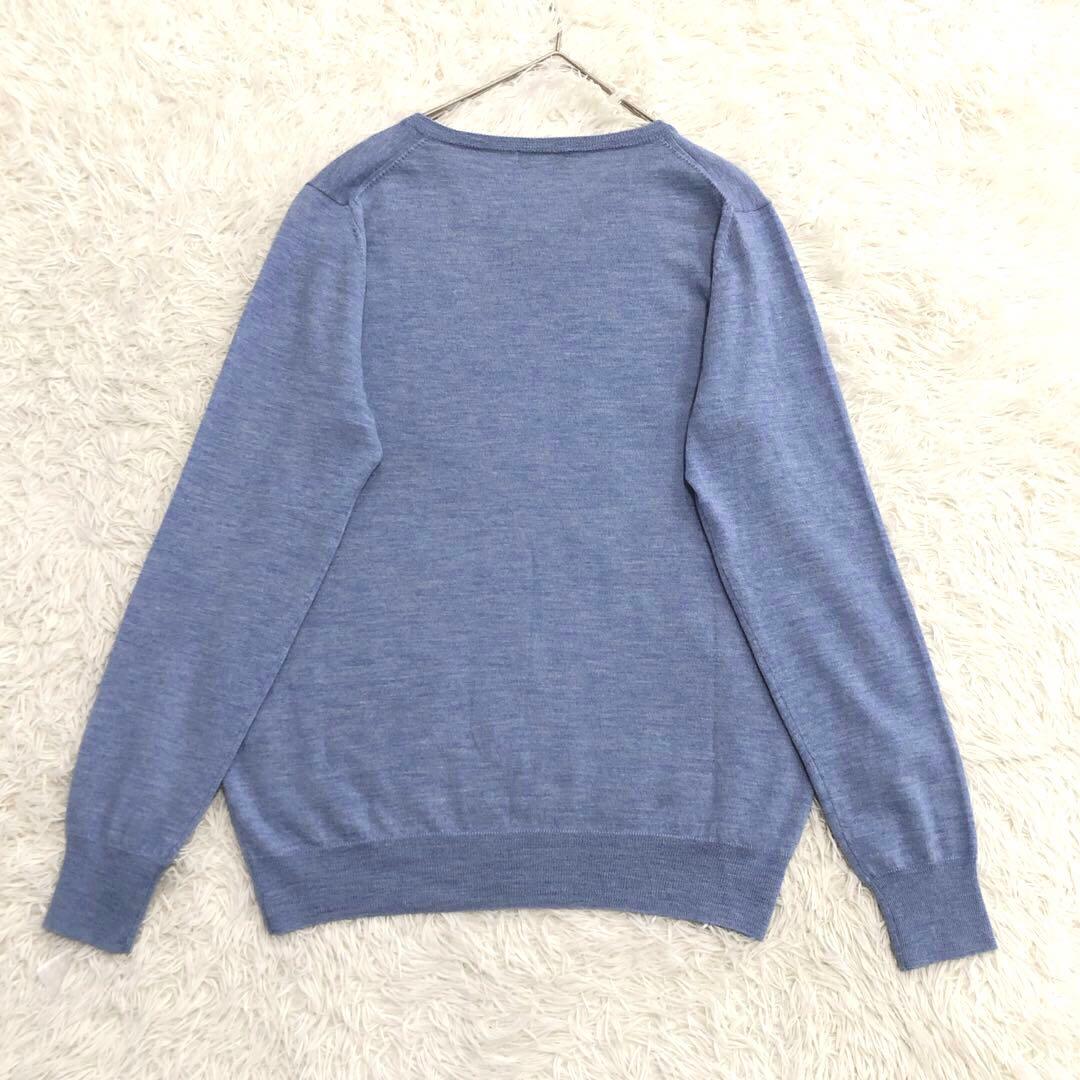 【未使用級】カシミヤ100%エストネーション Vネックセーター L ライトブルー