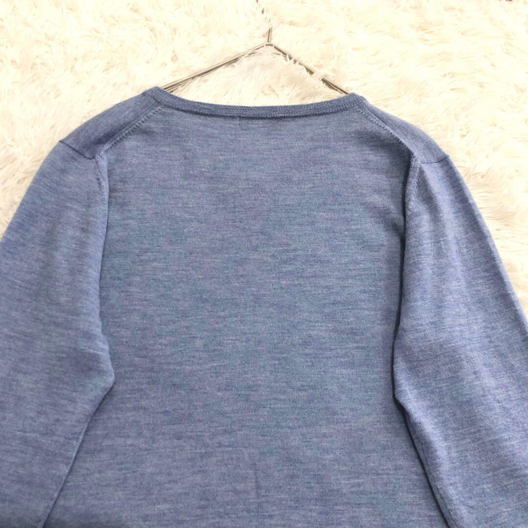 【未使用級】カシミヤ100%エストネーション Vネックセーター L ライトブルー