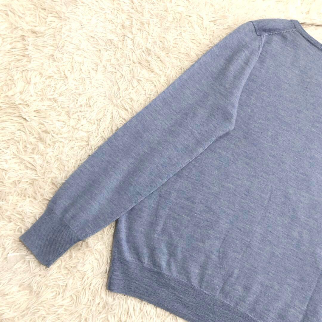 【未使用級】カシミヤ100%エストネーション Vネックセーター L ライトブルー