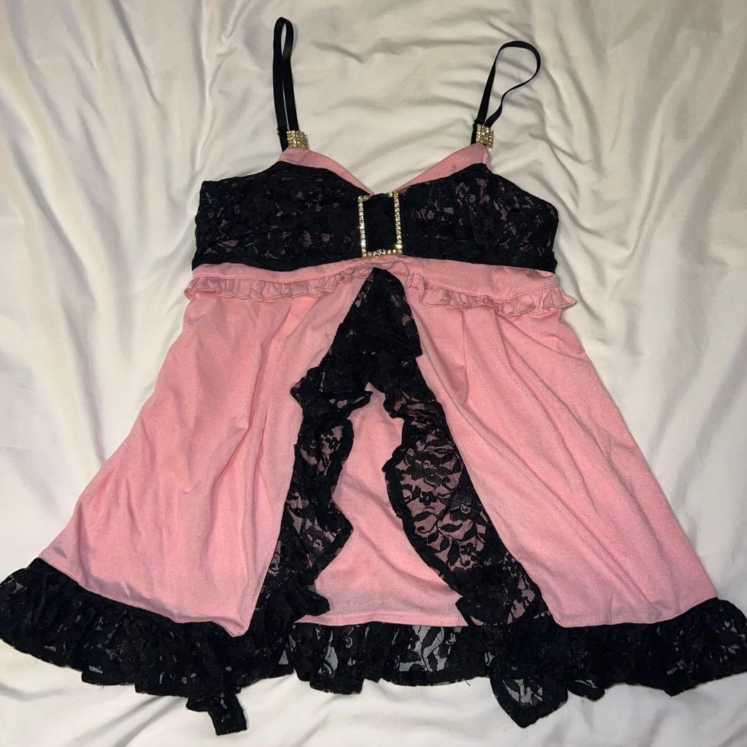 GOLDS∞infinity 黒 ピンク キャミソール