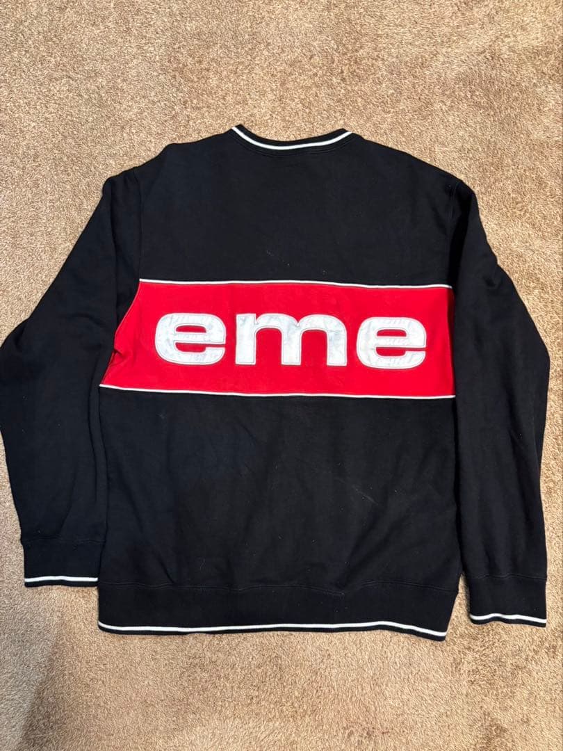シュプリーム　supreme スウェット　刺繍ロゴ　黒赤　裏起毛