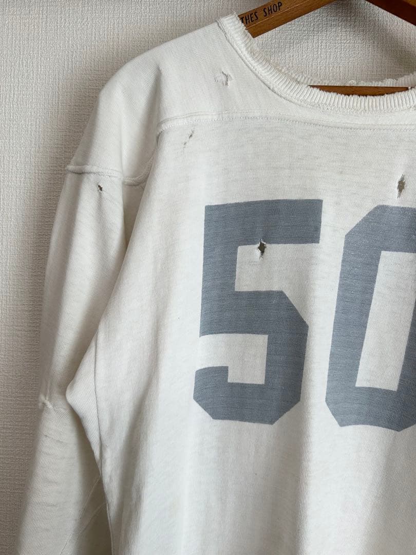50s 50年代 フットボールt 染み込みプリント football T