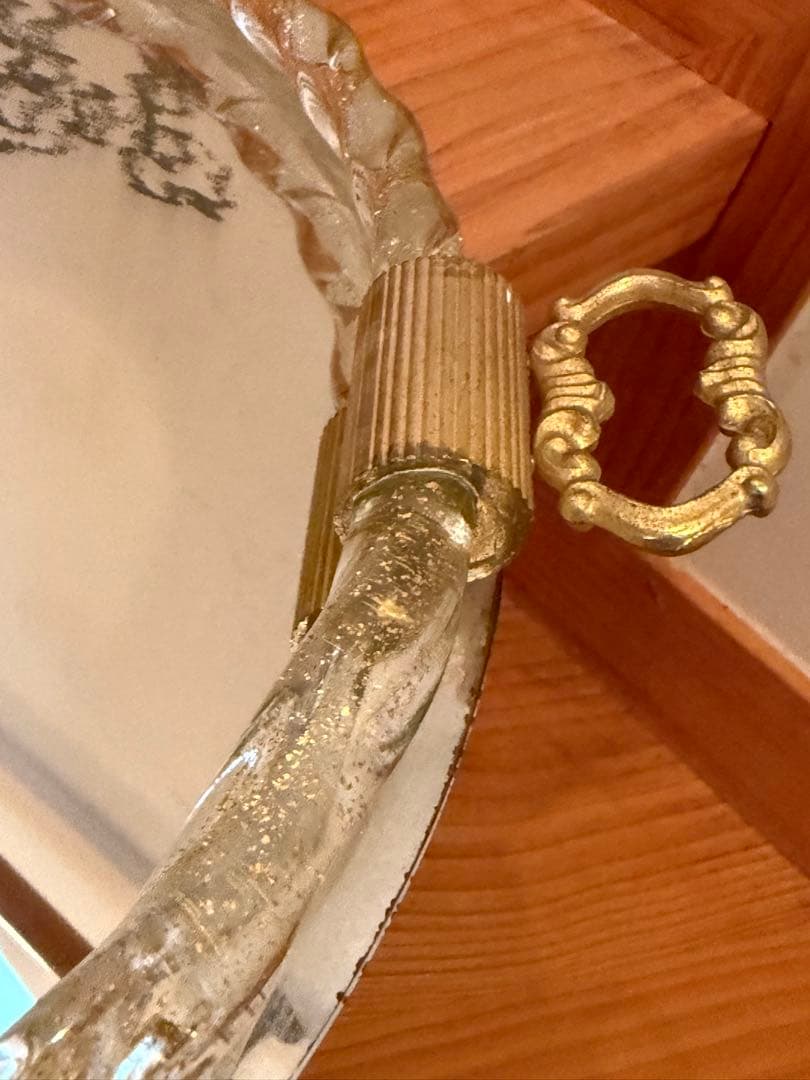 イタリア製 ベネチアンガラス ミラー　ムラーノガラス　金彩　ビンテージ