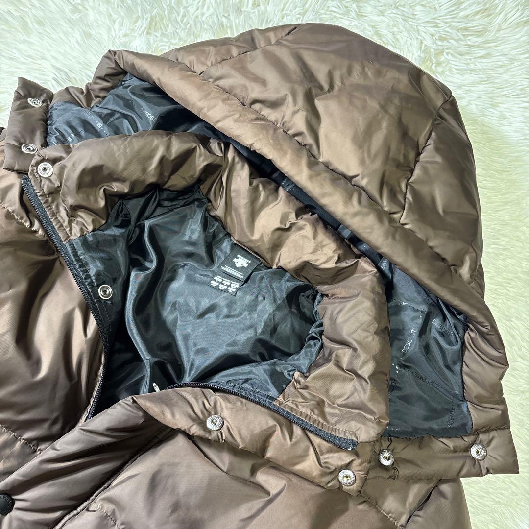 希少✨デサント　ダウン　ベンチコート　Ｌサイズ　フード着脱可　ブラウン