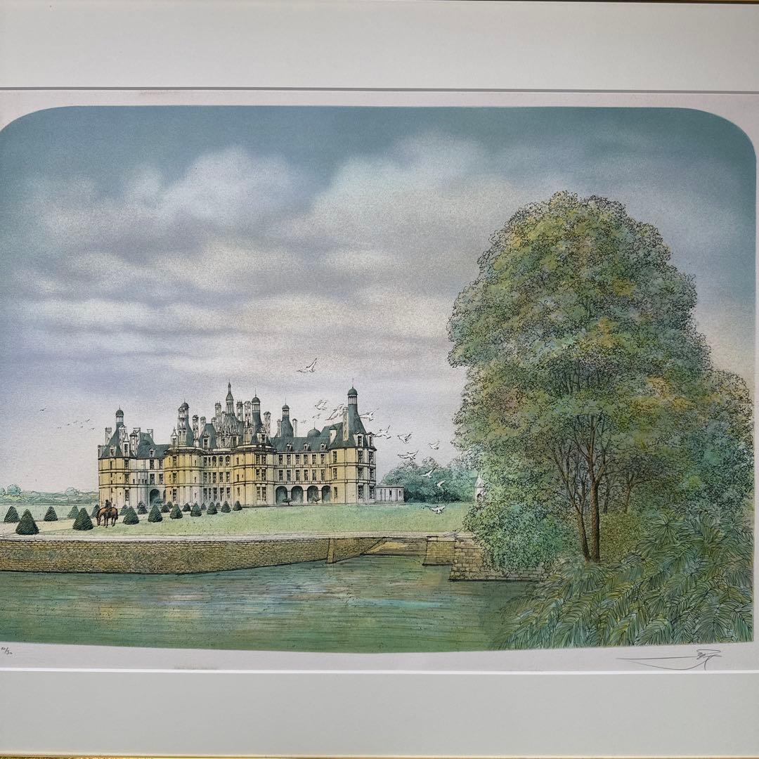 真作　リトグラフ　ラフレスキ- 価値ある大型美術品　インテリア版画絵画　風景画