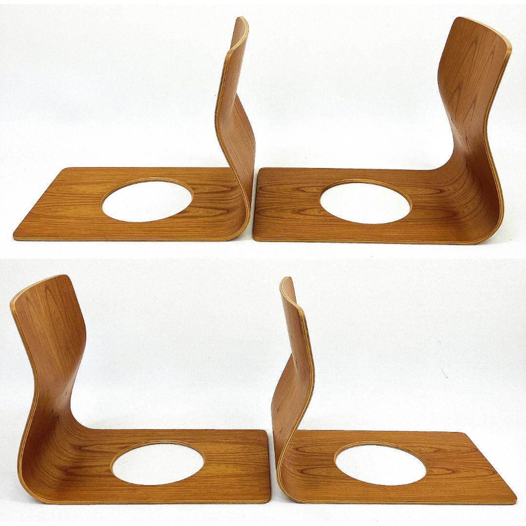 Tendo 天童木工 座椅子 2脚セット 藤森健次 曲げ木 ケヤキ板目 曲木④