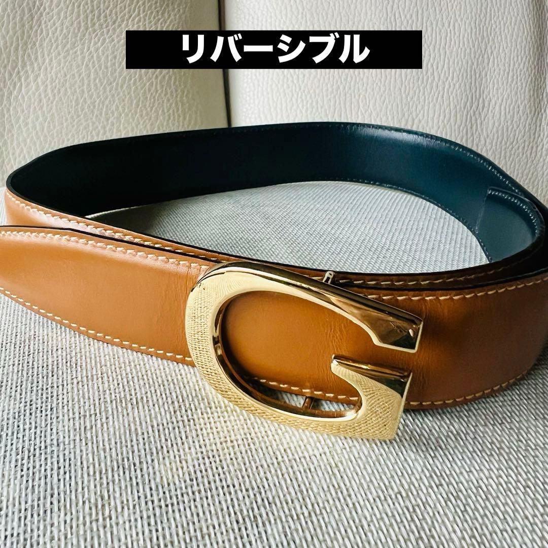 ゆうほママ⭐️GUCCI グッチ Vintage レザーベルトリバーシブル