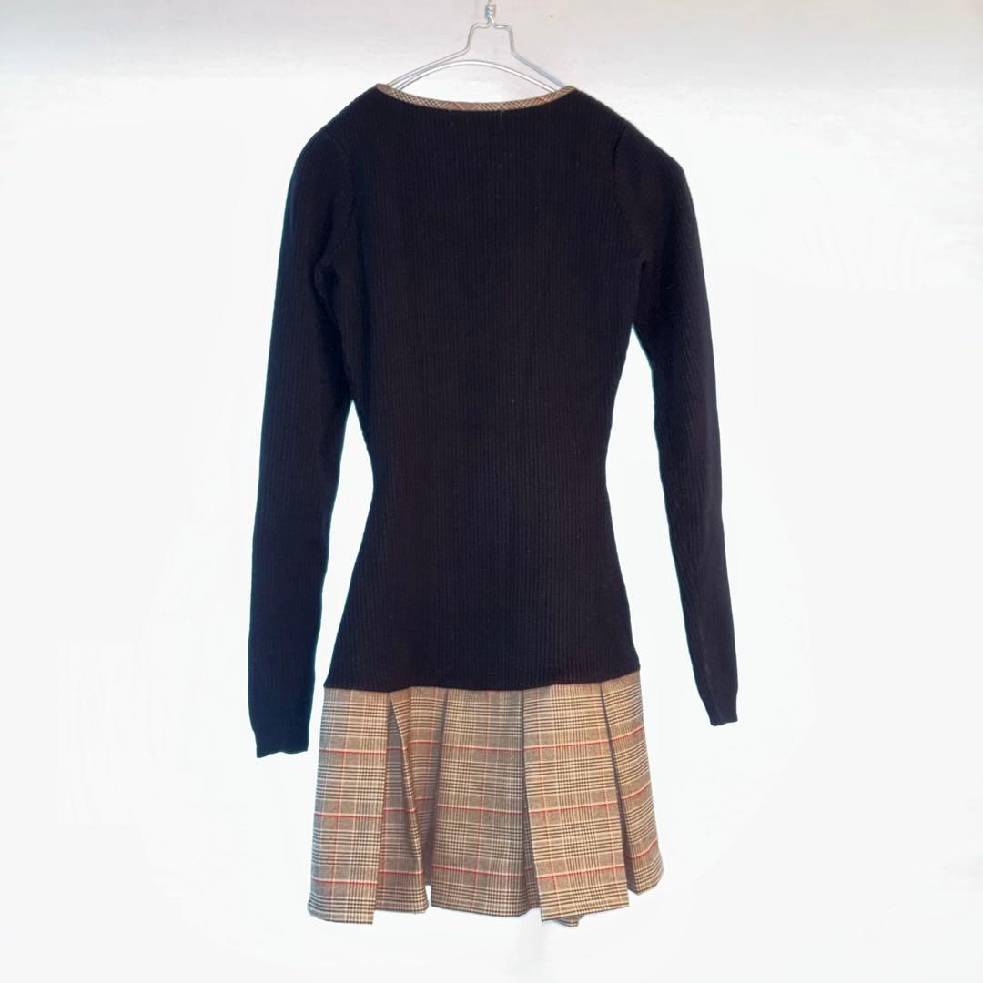 Darich Darich ポイントチェックニットミニワンピース BLK