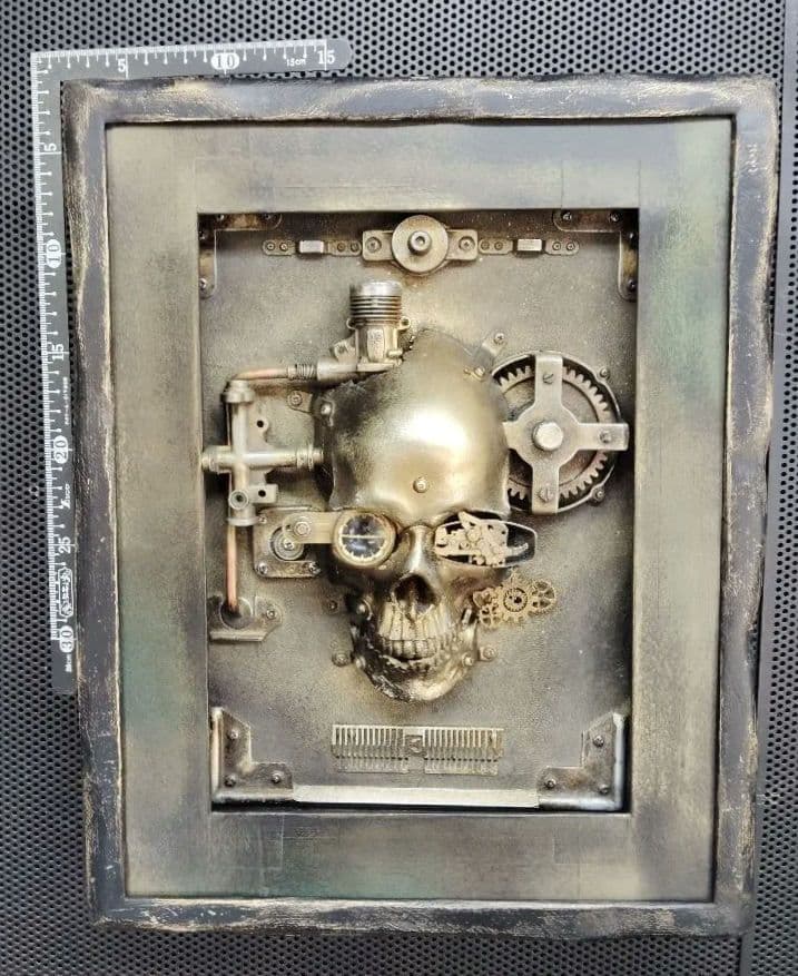 一点物 ハンドメイド スチームパンク スカル 立体壁掛けアート オブジェ