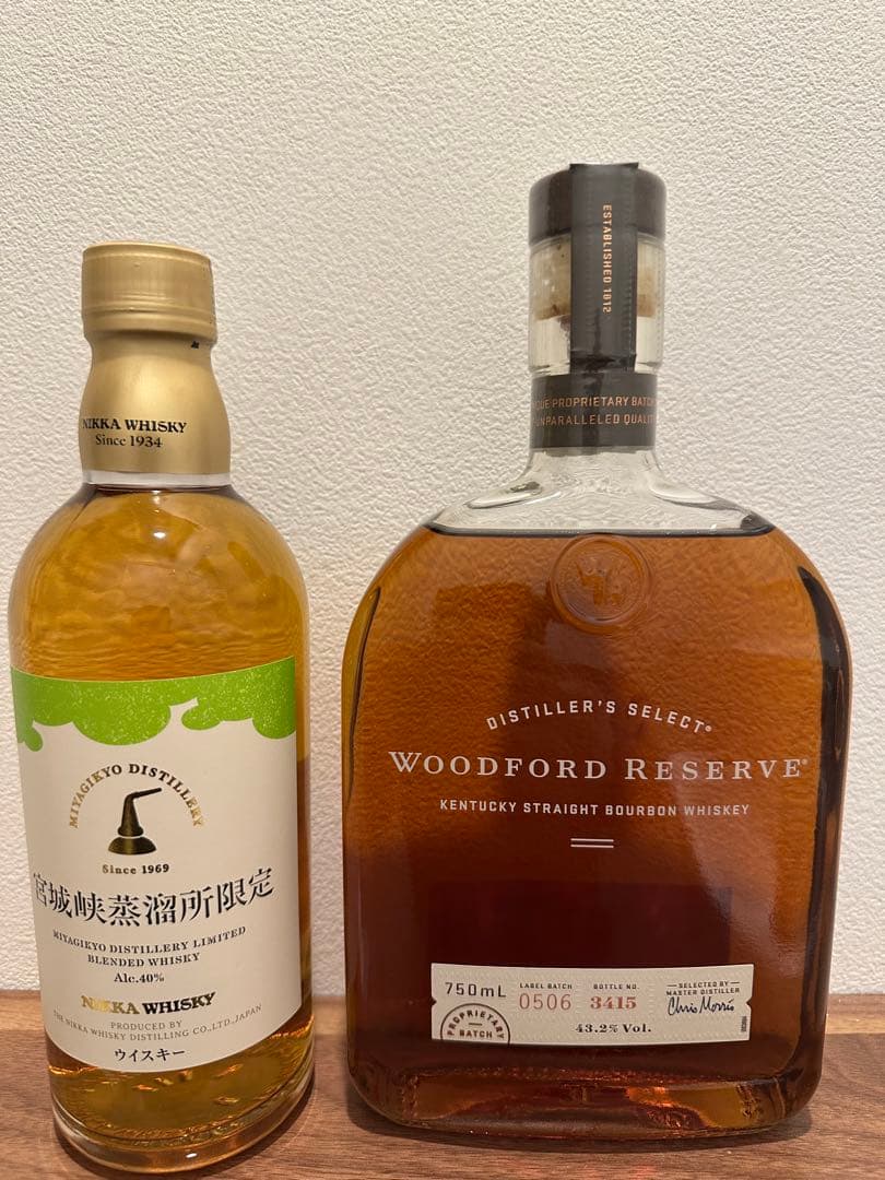 ウッドフォードリザーブ750mlとニッカウイスキー700mlセット
