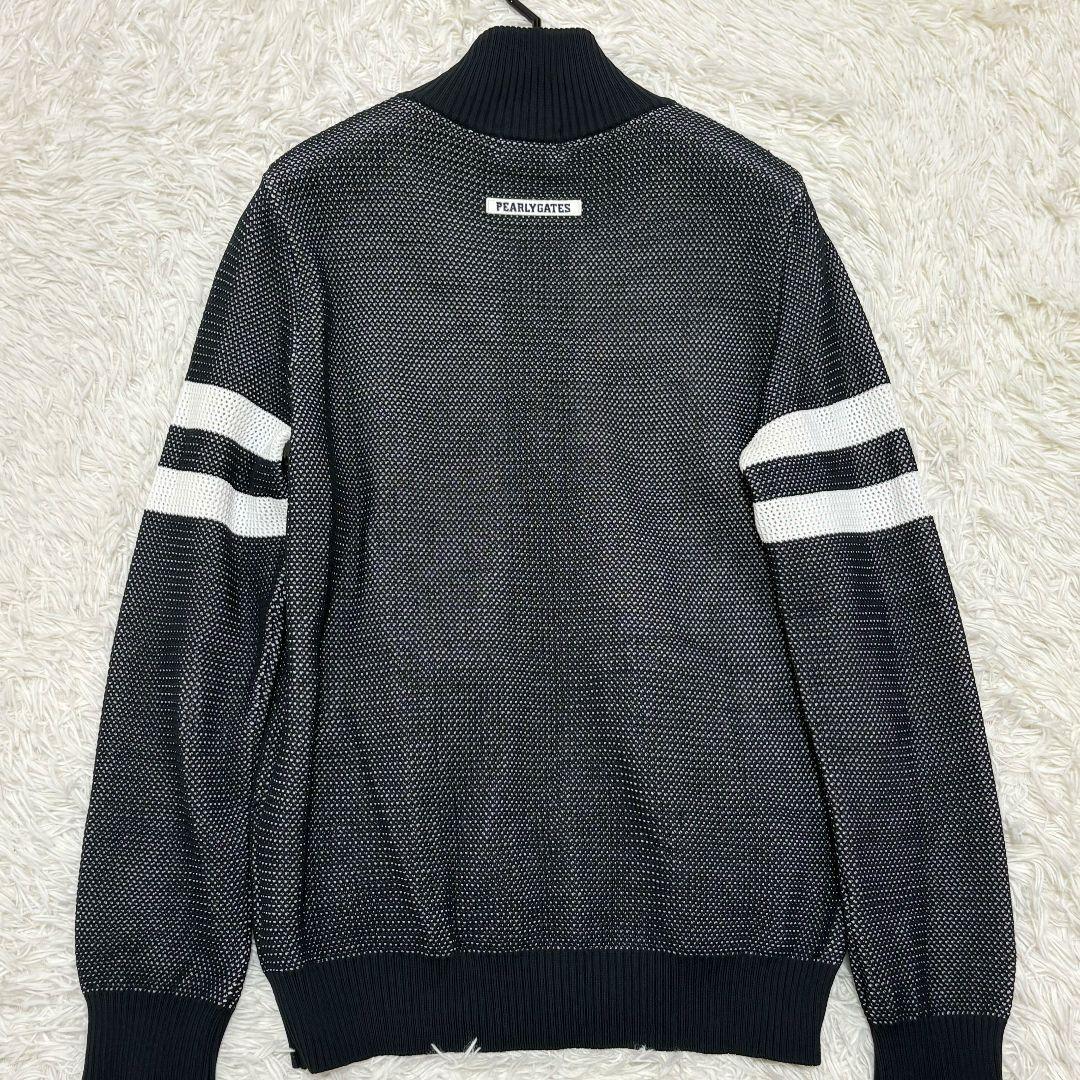 美品 パーリーゲイツ エンブレムロゴ ドライバーズニット ダブルジップ メッシュ