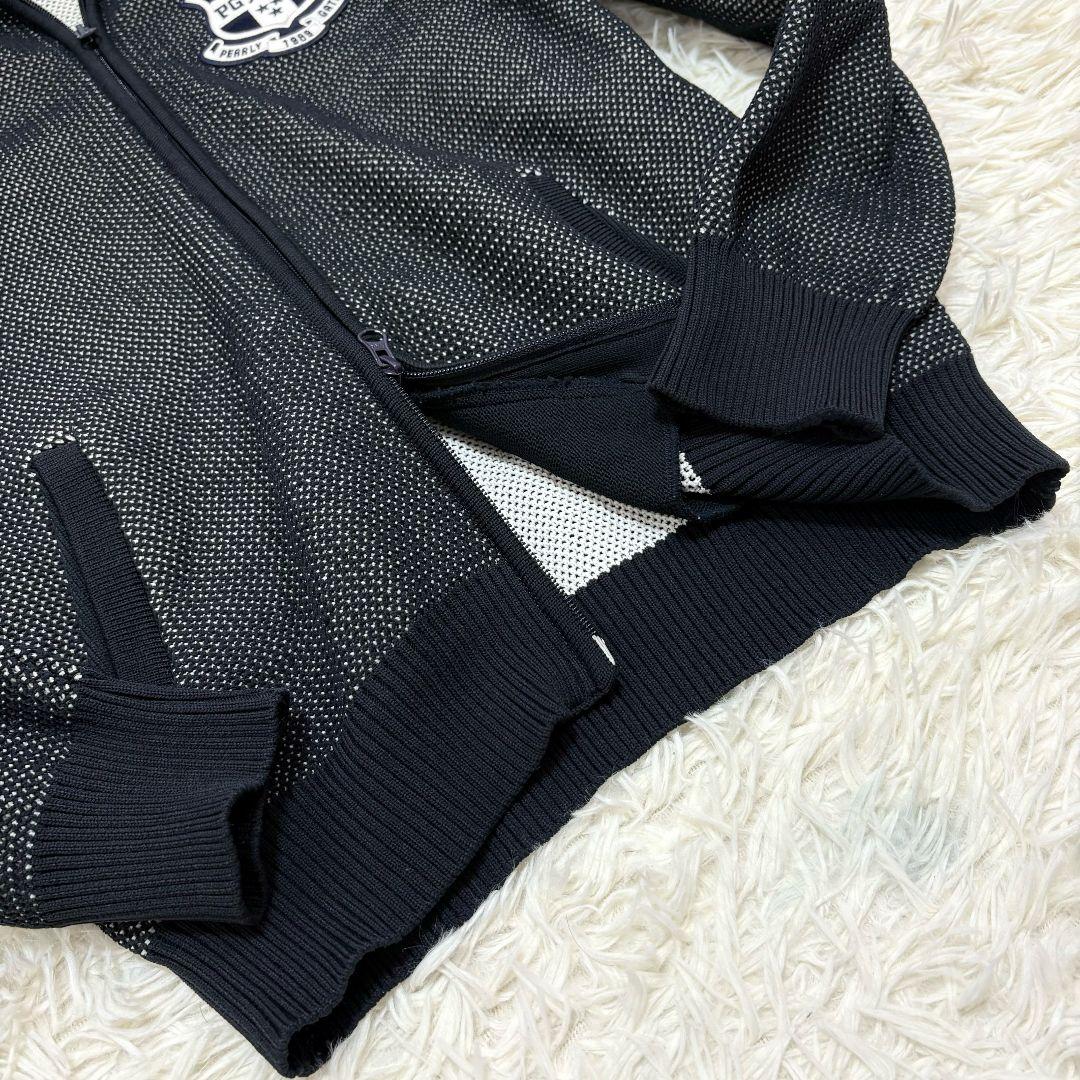 美品 パーリーゲイツ エンブレムロゴ ドライバーズニット ダブルジップ メッシュ
