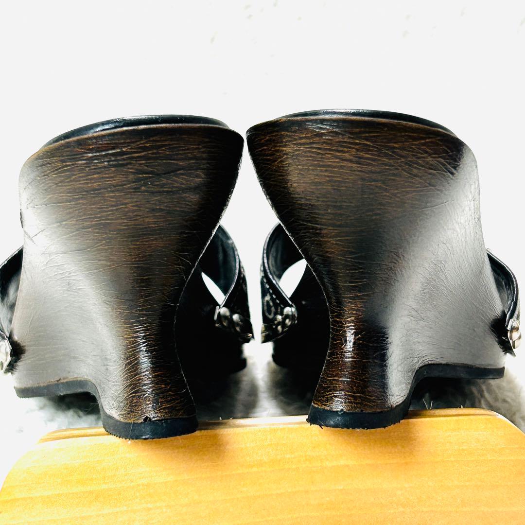 【美品✨箱付】フェラガモ ナッパレザー ミュール サンダル ガンチーニ 7D