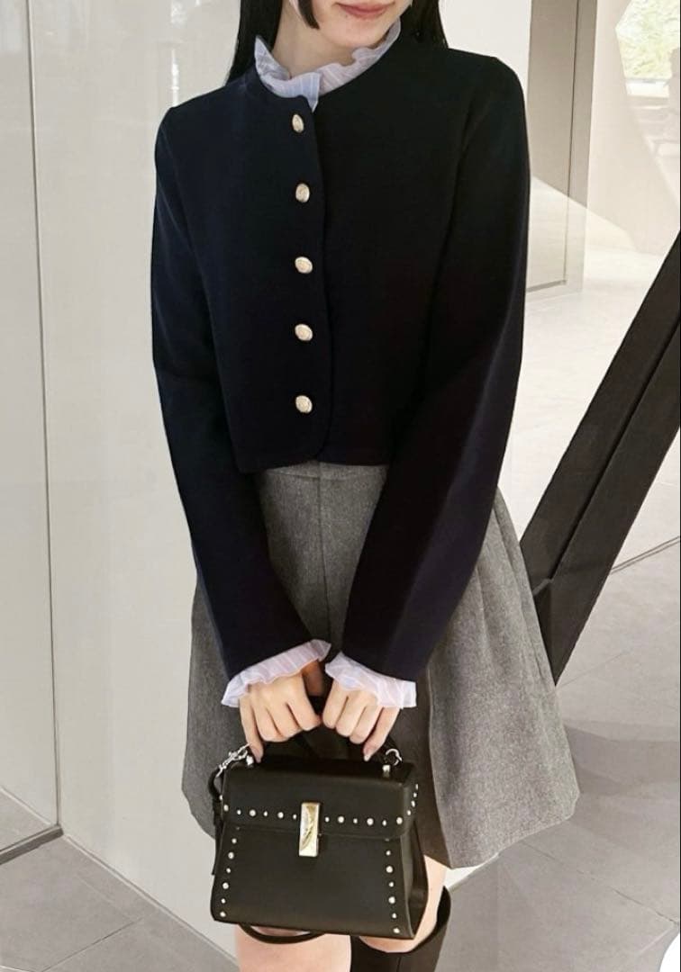 値下げ！【新品限定】CELFORD フリルデタッチャブルカーディガン NVY