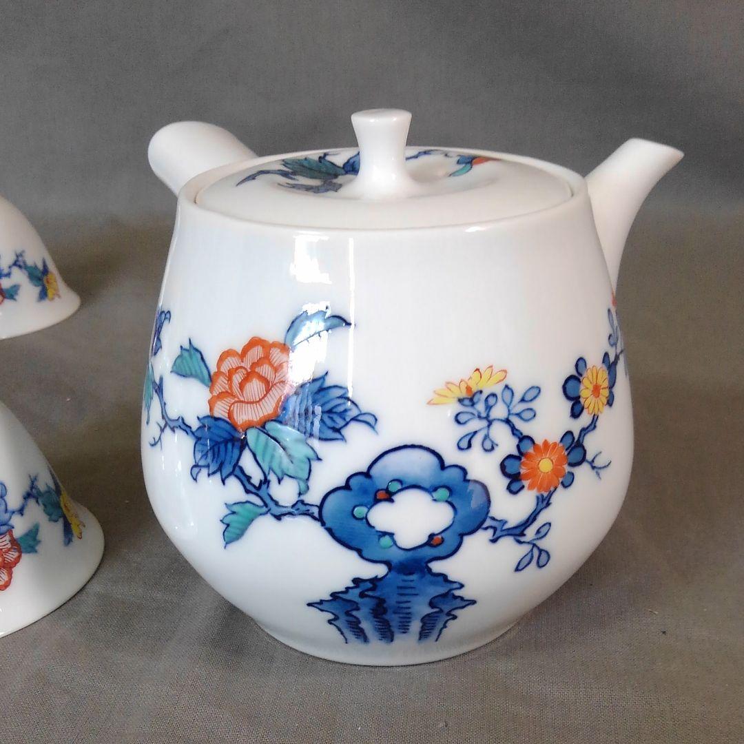 有田焼　仁和窯　染錦岩牡丹茶器揃い