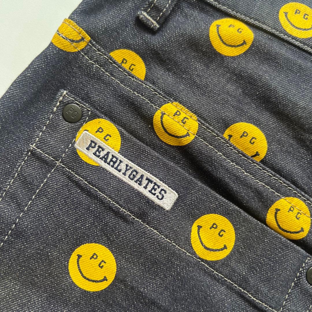 Pearly gates パーリーゲイツ　デニム　ハーフパンツ　スマイル　L