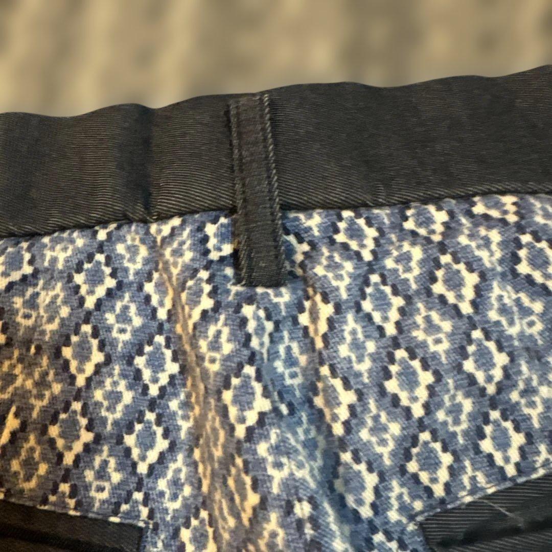 MARK & LONA 幾何学模様パンツ　Lサイズ　ネイビー系