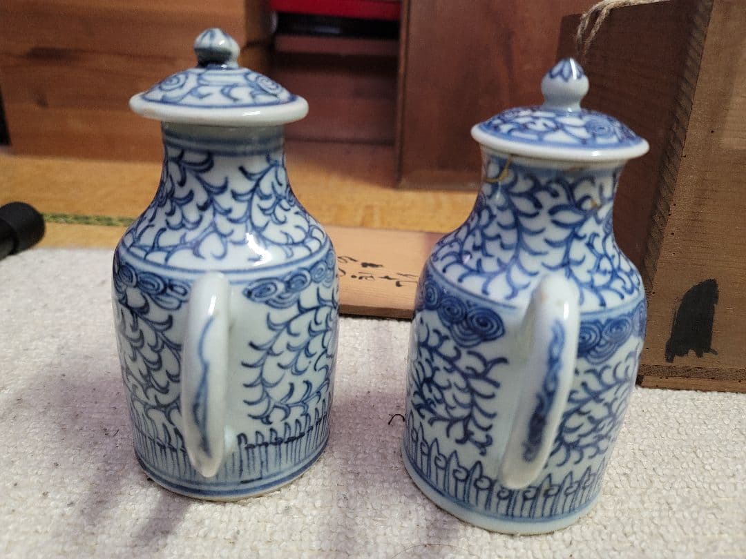 値下限界清朝早い者勝ち文化十七年？入手時箱書きあり　花唐草　江戸期新渡汁次　一対