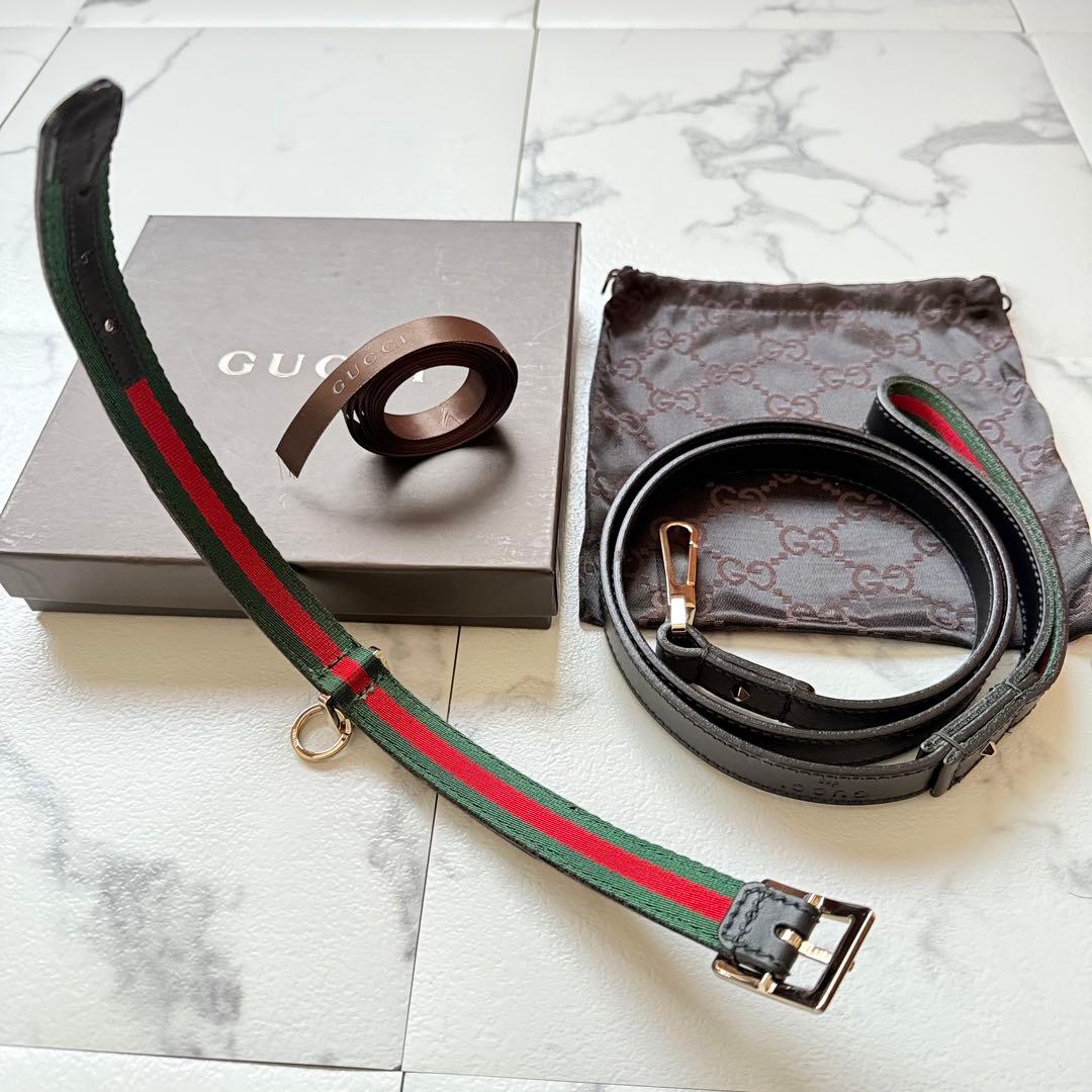 グッチ ドッグ スタッズ シェリーライン 首輪 リード セット ブラック 未使用