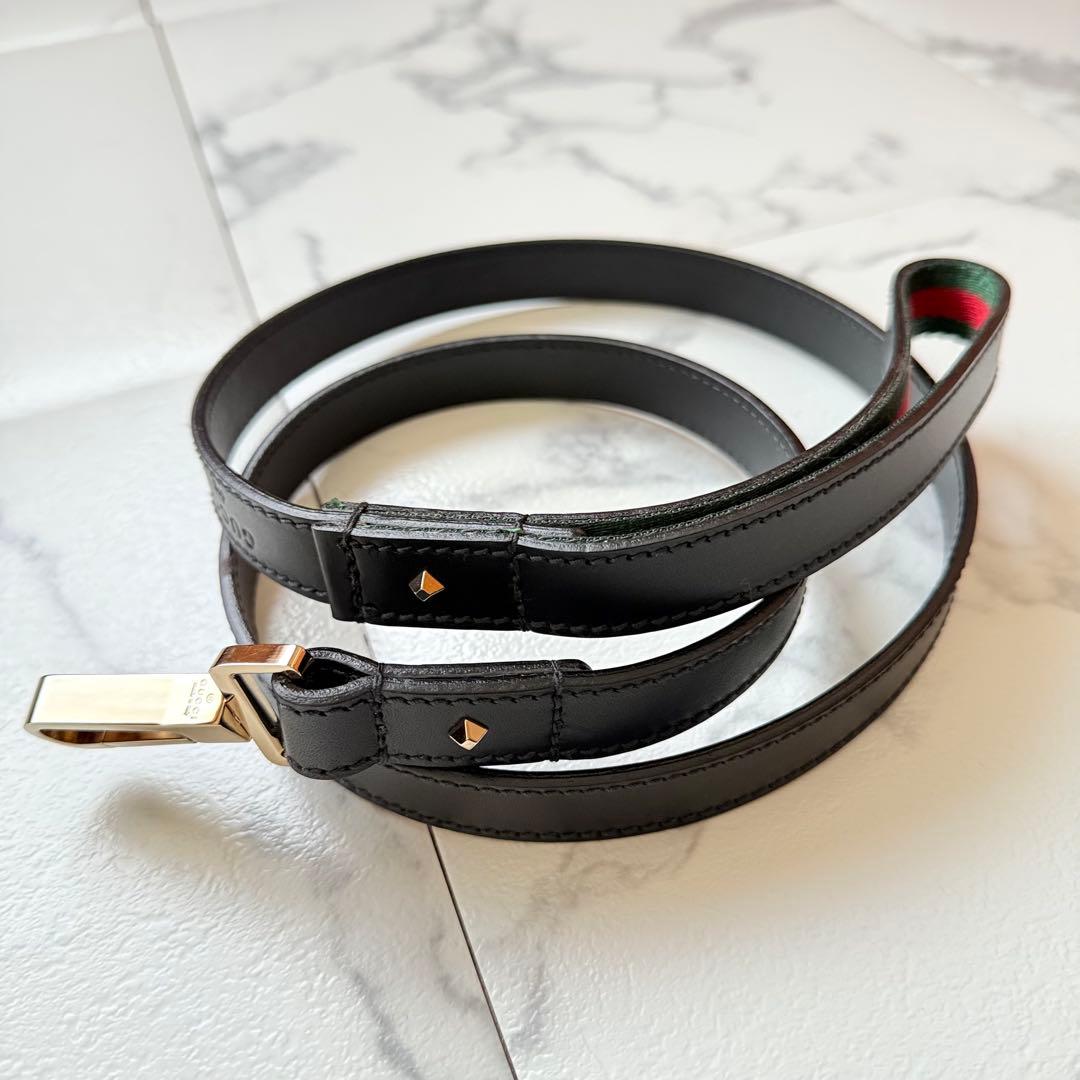 グッチ ドッグ スタッズ シェリーライン 首輪 リード セット ブラック 未使用