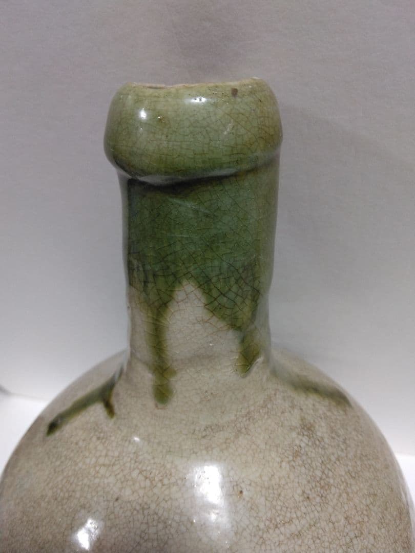 古大堀相馬焼・首緑釉徳利