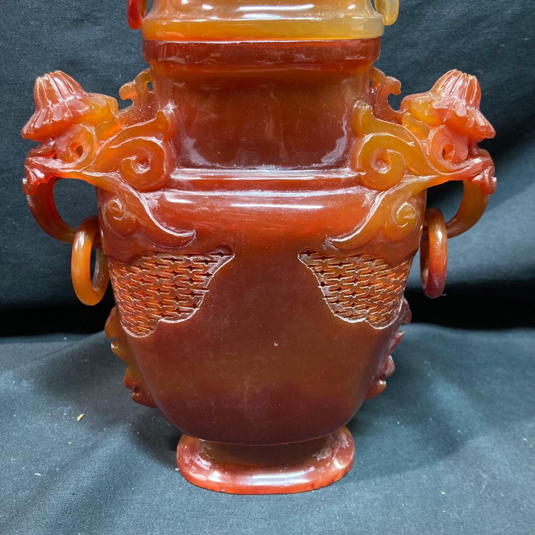 《中国美術》瑪瑙 香炉 透彫 中国古玩