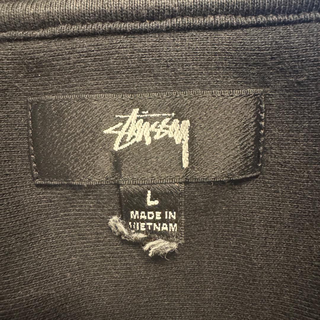 ステューシー ハーフジップ スウェット 黒 ブラック L モックネック ホワイト