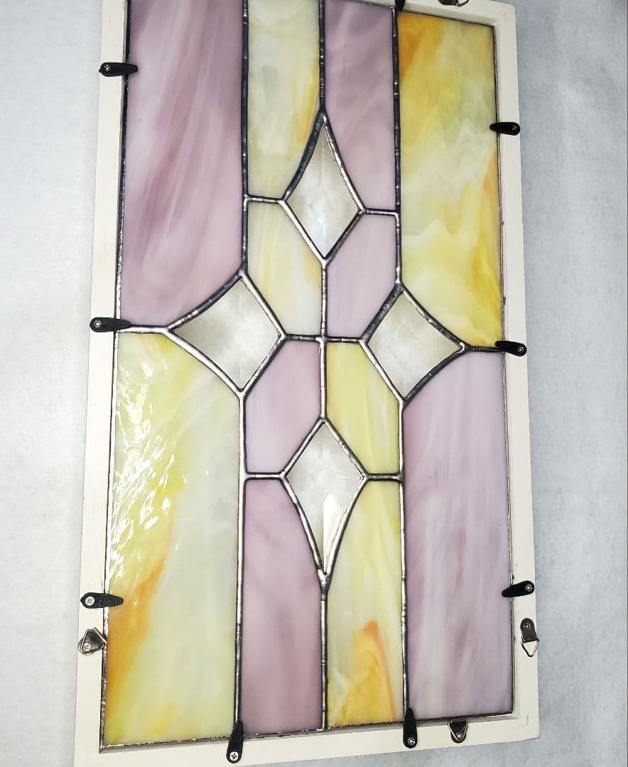 ステンドグラス　木枠付き　37cm×20cm　新品未使用