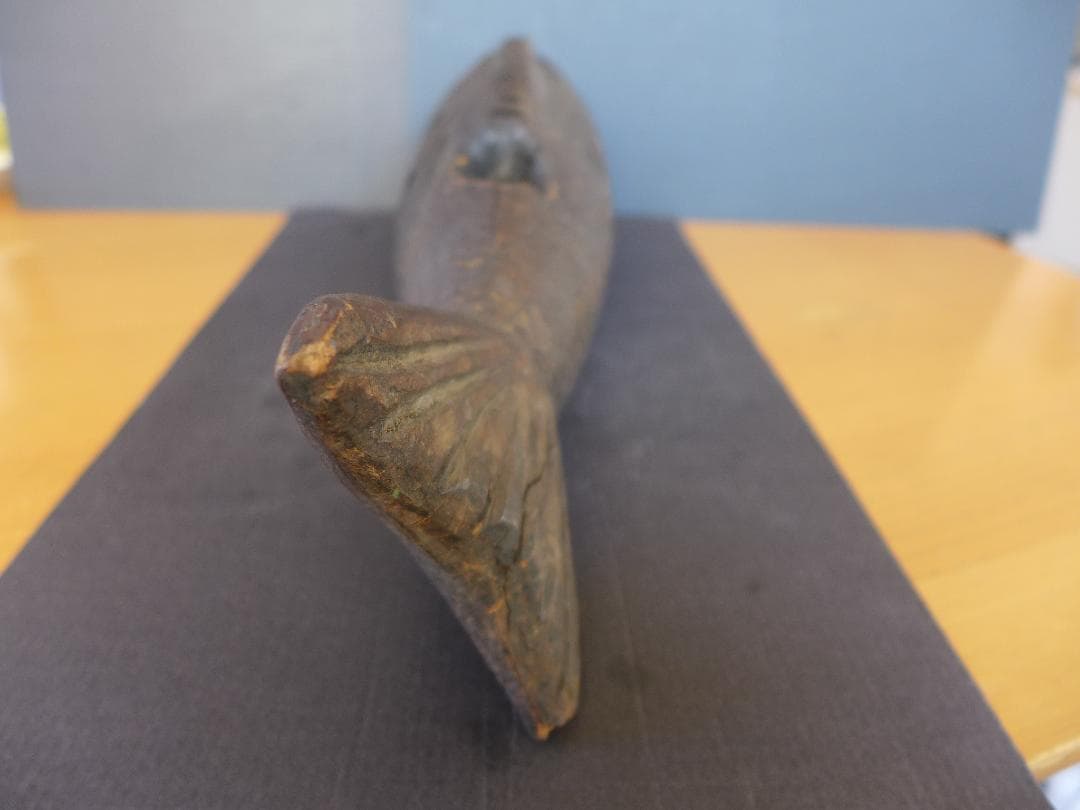 時代物　囲炉裏道具　自在鉤　一刀彫り鯉(横木)　寿・水の文字彫り　レトロ