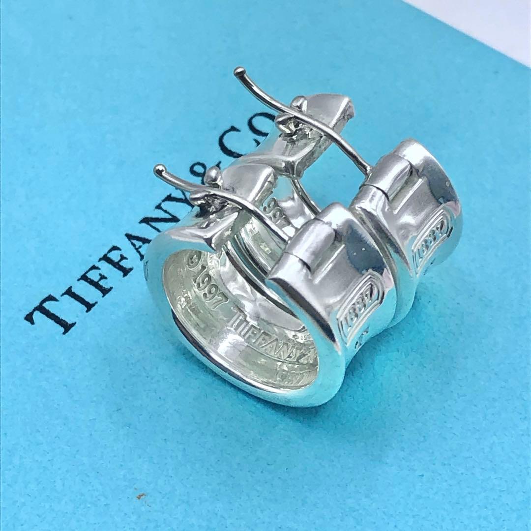 ティファニー ナロー フープ ピアス 1837 両耳 ワイド 美品 925