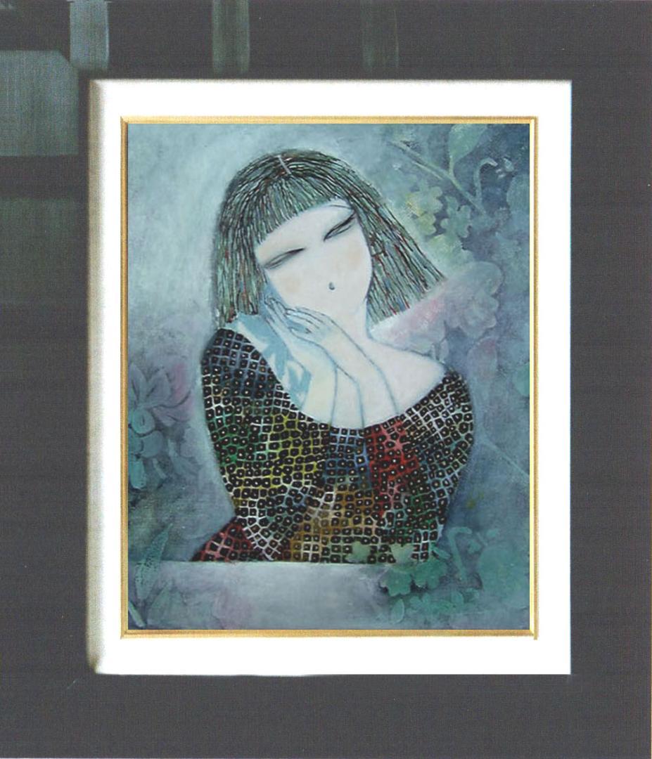 油絵 菅家令子 絵 絵画 インテリア 額付(黒) F6-72023 人物 女性像