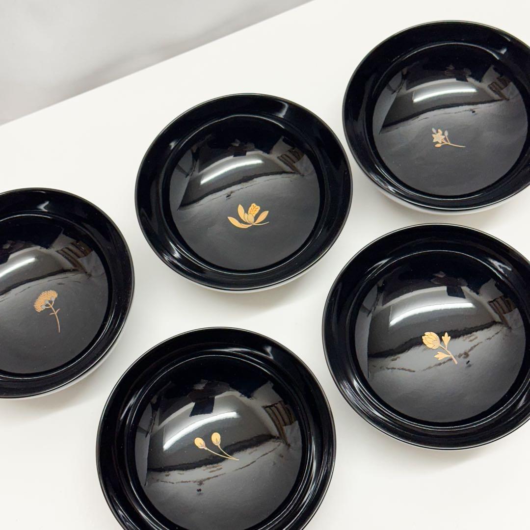 未使用 輪島塗 最高峰 慶塚作 吸物椀 5客セット 草花絵替蒔絵 共箱付