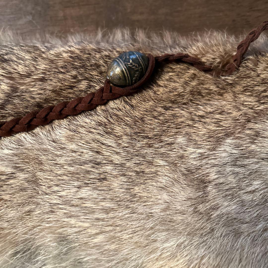 本革スエード　ラビットファー　ベルト