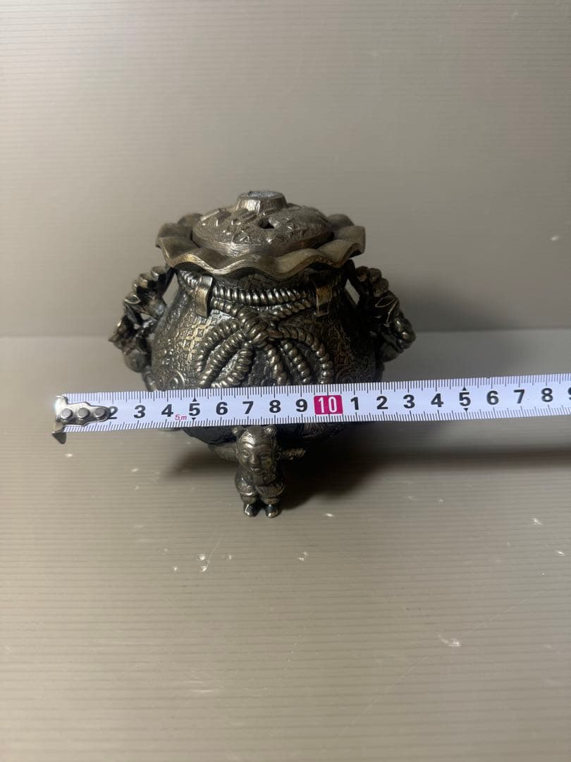 2588 高岡銅器 3足 香炉 寿 香立 風炉