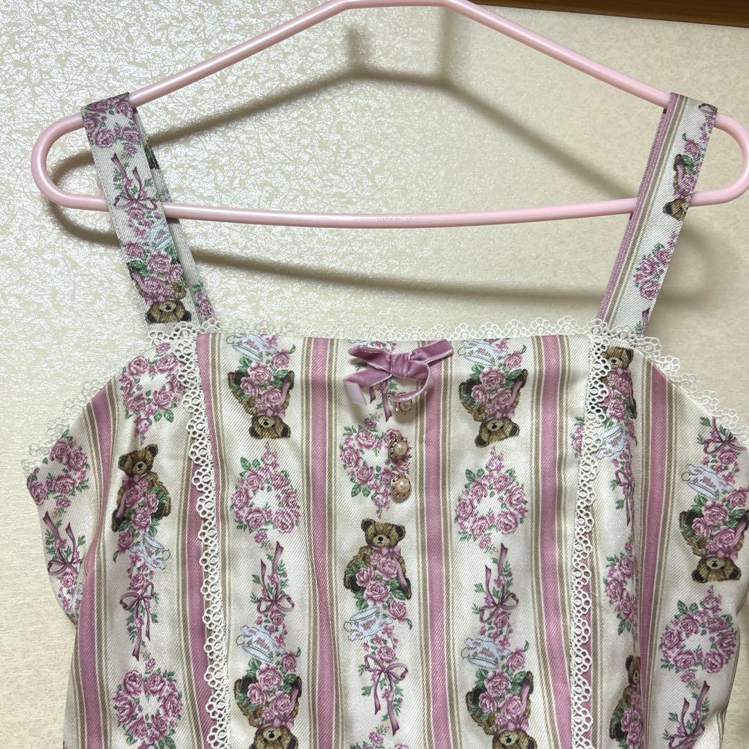 axes femme 青木美沙子 RosyBear柄　ジャンパースカート