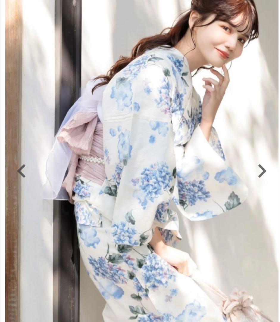 DITA ディータ 浴衣 湊色の水彩紫陽花 白 水色