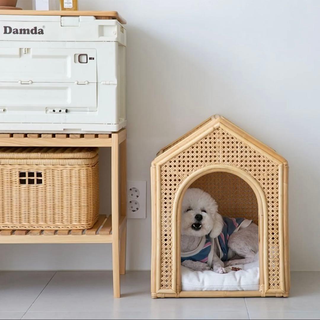 韓国 ラタンペットハウス　ベッド　犬小屋