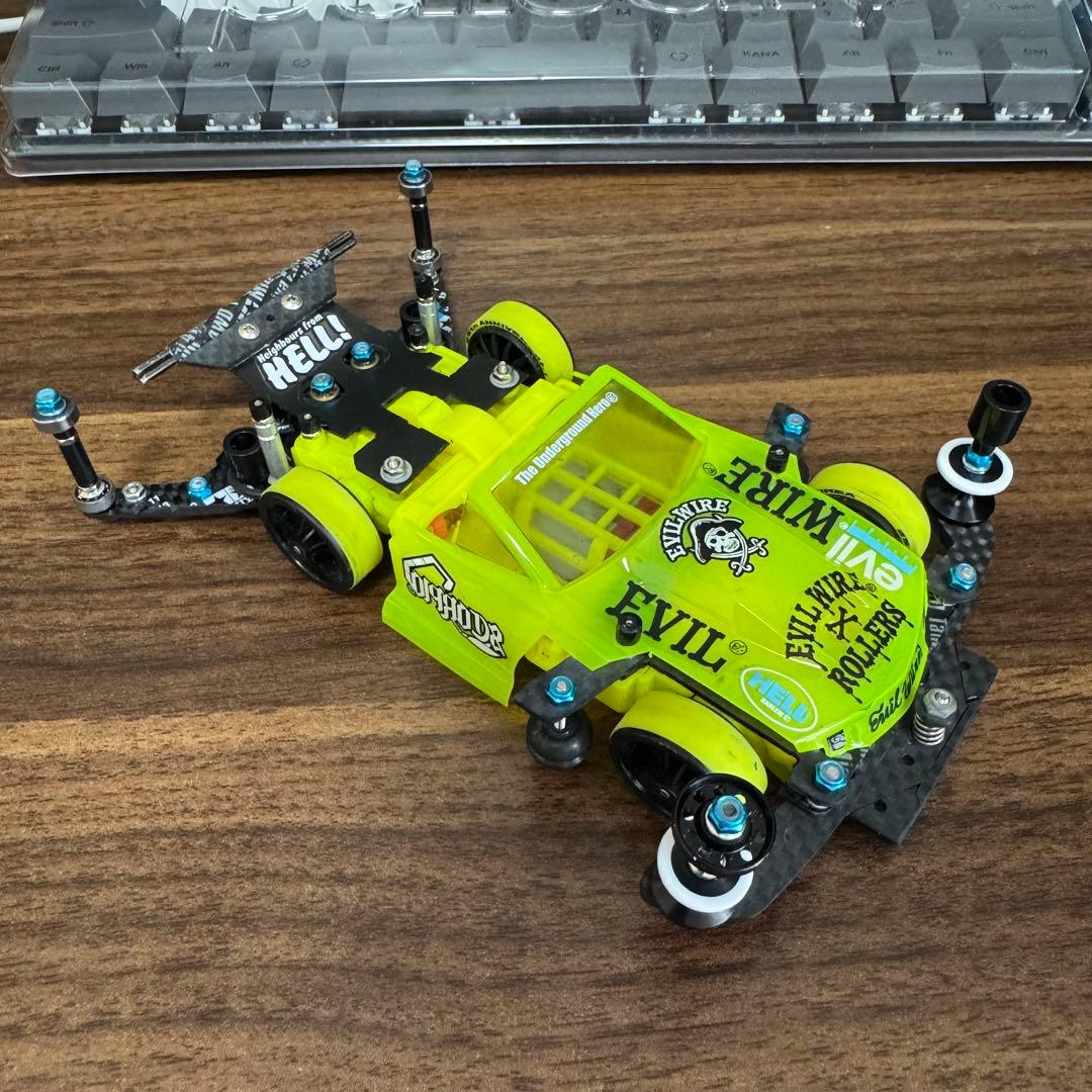 【HANA専用】ミニ四駆 MSフレキ 蛍光イエロー ラウディーブルカスタム完成品